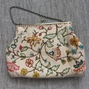 Embroidered Beaded Floral Vintage Purse